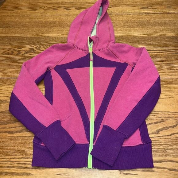 Ivivva Scuba Hoodie Jacket Girls Sz 12 Full Zip Pink Purple - Picture 1 of 5